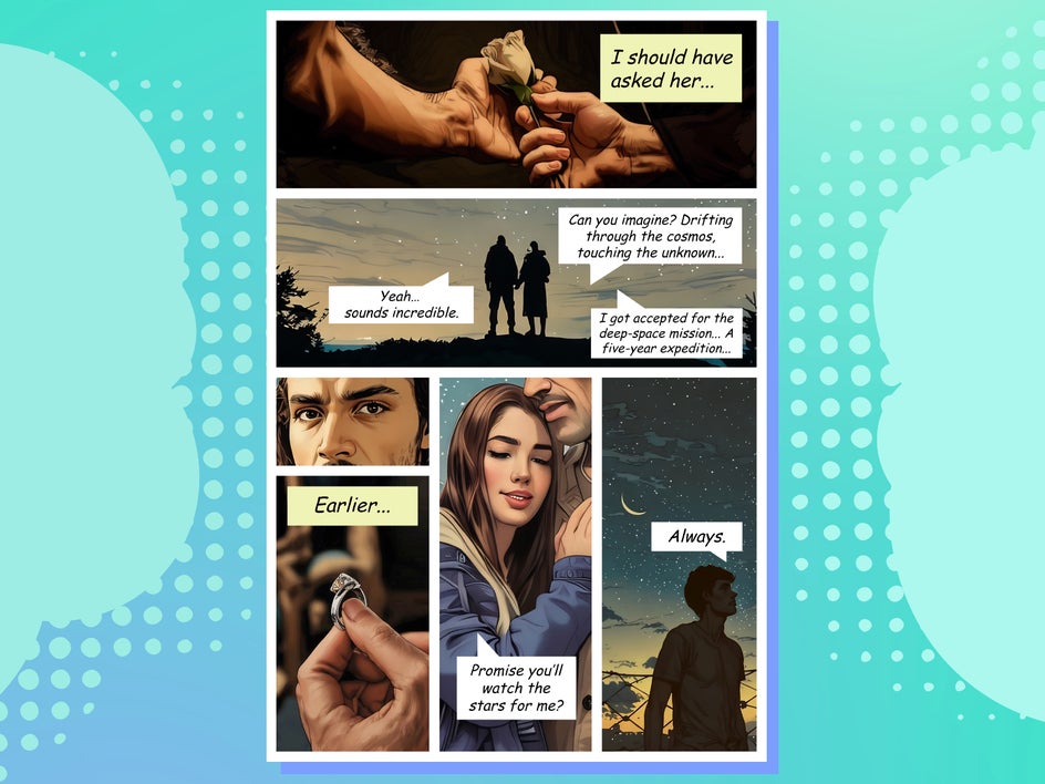 final comic book page made in collage maker with dialogue and comic book effects applied