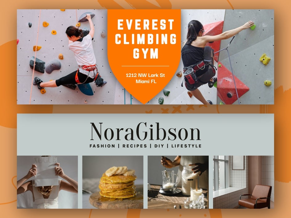 two social media banner templates for a business and working professional on orange background