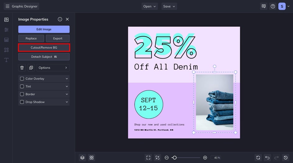 cutout/remove bg of denim photo