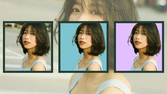 Featured Image: Photo cutout with different single colored backgrounds