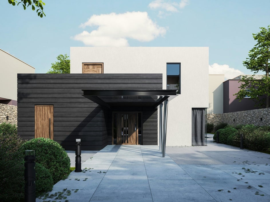 After: The same image with the bicycles removed, enhancing the visual appeal and neatness.